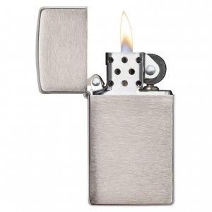 Zippo 1600Z Windproof Slim Lighter - Brushed Chrome Finish