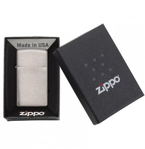 Zippo 1600Z Windproof Slim Lighter - Brushed Chrome Finish