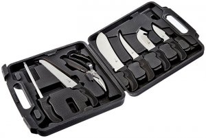 Elk ER190 Hunting Knife Set 9 Pc Black Fiber Handle