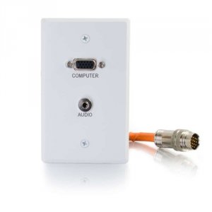 C2g 60108 Rapidrun Vga (hd15) + 3.5mm Single Gang Wall Plate - White