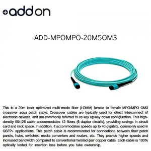 Addon ADD-MPOMPO-20M5OM3 This Is A 20m Mpo (female) To Mpo (female) 12