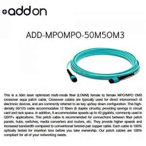 Addon ADD-MPOMPO-50M5OM3 This Is A 50m Mpo (female) To Mpo (female) 12