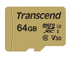 Transcend TS64GUSD500S 64gb Uhs-i U3 Microsd With Adapter, Mlc