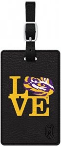 Centon S1-CBT-LSU-02A Black Leather Love V1 Bag Tag Louisiana