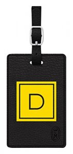 Centon TAGV1BLK-M06E-D Otm Monogram Black Leather Bag Tag, Inversed, E