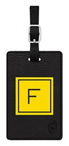 Centon TAGV1BLK-M06E-F Otm Monogram Black Leather Bag Tag, Inversed, E