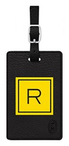 Centon TAGV1BLK-M06E-R Otm Monogram Black Leather Bag Tag, Inversed, E