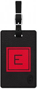 Centon TAGV1BLK-M06F-E Otm Monogram Black Leather Bag Tag, Inversed, F