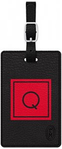 Centon TAGV1BLK-M06F-Q Otm Monogram Black Leather Bag Tag, Inversed, F