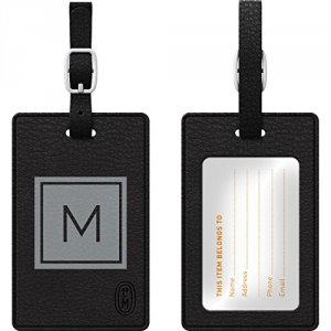 Centon TAGV1BLK-M06G-M Otm Monogram Black Leather Bag Tag, Inversed, G