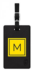 Centon TAGV1BLK-M06E-M Otm Monogram Black Leather Bag Tag, Inversed, E