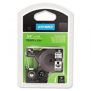 Dymo 16954 Black Print White Permanent, 0.75 X 11.5