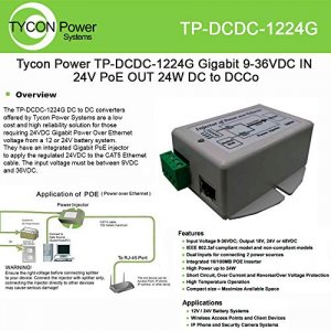 Tycon TP-DCDC-4824G Gigabit 36-72vdc In 24v Poe Out 24w Dc