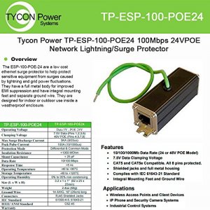 Tycon TP-ESP-100-POE24 Network Lightningsurge Protector, 100mb