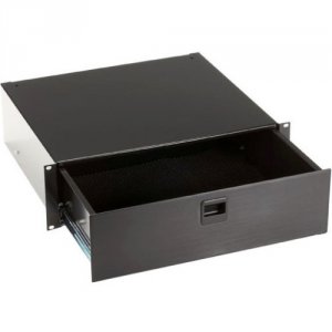 Black RMMT18 Rackmount Media Storage Drawer, 3u, Blac