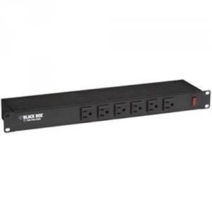 Black PS189A-R2 19quot; Rackmount Power Strip, 6 Front