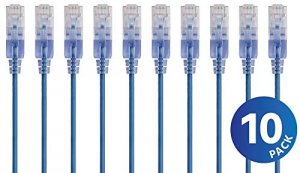 Monoprice 15154 Slim Cat6a Cable - 10pk_ 3ft Blue