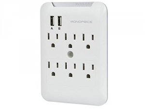 Monoprice 11148 Surge Protector 6outlet W2usb Ports