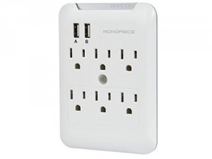 Monoprice 11148 Surge Protector 6outlet W2usb Ports