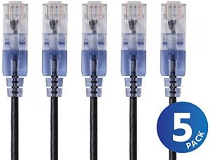 Monoprice 15137 Slim Cat6a Cable - 5-pack - 7ft Black