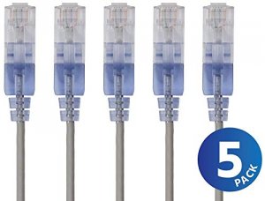 Monoprice 15139 Slim Cat6a Cable - 5-pack - 7ft Gray