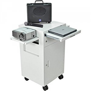 Amplivox SN3375 Multimedia Cart W Locking Cabinet, Gray