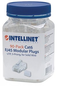 Intellinet 790604 Cat6 Rj45 Modular Plug.15 Gold-plated Contacts. Thre