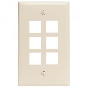 Unirise WP-6P-IVY 6port Wall Plate, Single Gang, Ivory