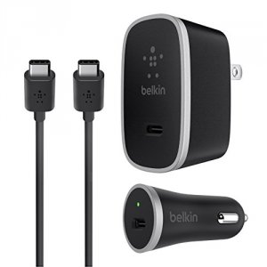 Belkin F7U016DQ05-BLK Wallcar Chrg Kit,usb-c,15w,w5 Inch, Blk