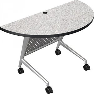 Mooreco 90281-4623-PL Half Round Trend Table - Silver Frame Grey Nebul