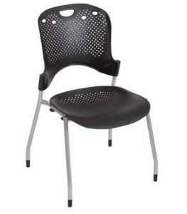 Mooreco 34554 Mooreco Circulation Armless Stacking Chair - Black Polyp