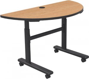 Mooreco 90178-7928-BK Height Adjustable Flipper Table - Half Round  Oa