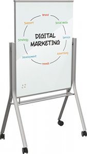 Mooreco 74955 Visionary Curve Mobile Magnetic Glass Whiteboard