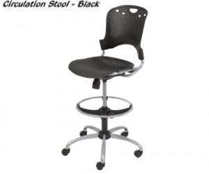 Mooreco 34643 Black Polypropylene Stool With A Pneumatically Adjustabl