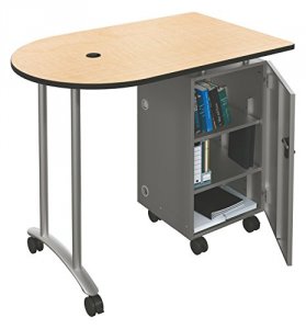 Mooreco 91171 Mobile Teacher Station - Silver Base - Fusion Maple Top 