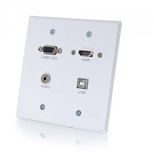 C2g 60154 Rapidrun Hdmi, Vga + Stereo Audio Double Gang Wall Plate Tra