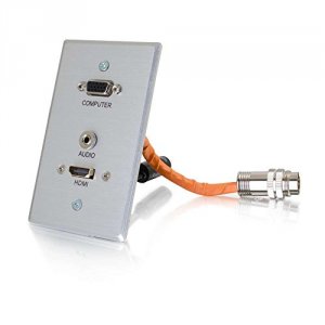 C2g 60153 Rapidrun Hdmi, Vga + Stereo Audio Single Gang Wall Plate Tra