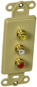 C2g 03954 Decorative Gold Triple Rca Multimedia Insert - Ivory