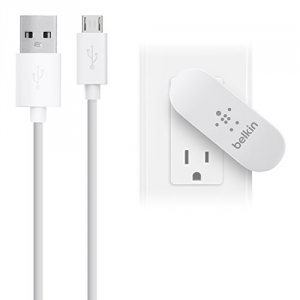 Belkin F8M775TT04-WHT Dual Usb Ac Charger,5v,2.1a,w4 Feet Microsub Cbl