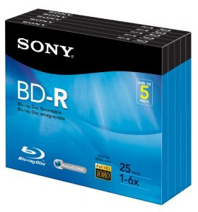 Sony 5BNR25R3H Blu Ray, , Single Layer, 25gb, 6x, Write Once, W Hang T