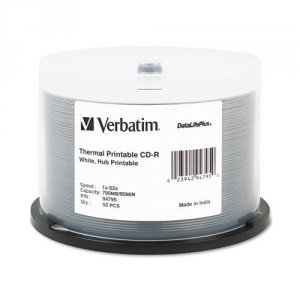 Verbatim 94795 Cd-r 700mb 52x Datalifeplus White Thermal Printable, Hu