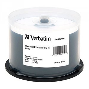 Verbatim 94949 Cd-r, , 700mb, 52x, White Thermal Printable, 50pk Spind