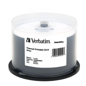 Verbatim 94949 Cd-r, , 700mb, 52x, White Thermal Printable, 50pk Spind