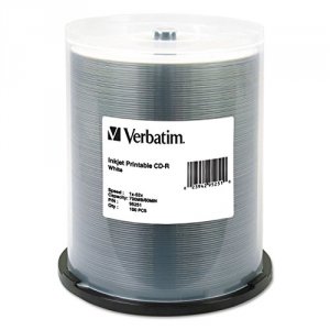 Verbatim 95251 Cd-r, , 700mb, 52x, White Inkjet Printable, 100pk Spind