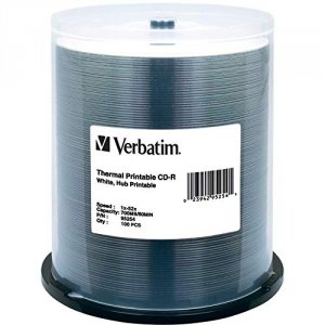 Verbatim 95254 Cd-r, , 700mb, 52x, White Thermal Printable, 100pk Spin