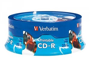 Verbatim 96189 Cd-r, , 700mb, 52x, White Inkjet Printable, 25pk Spindl