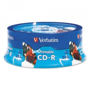 Verbatim 96189 Cd-r, , 700mb, 52x, White Inkjet Printable, 25pk Spindl