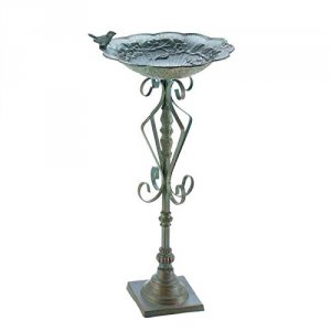 Songbird 10018499 Antique-look Green Speckled Iron Birdbath