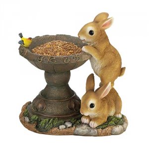 Summerfield 10018695 Charming Playful Bunnies Decorative Bird Feeder