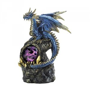 Dragon 10018618 Blue Dragon On Rocks Statue